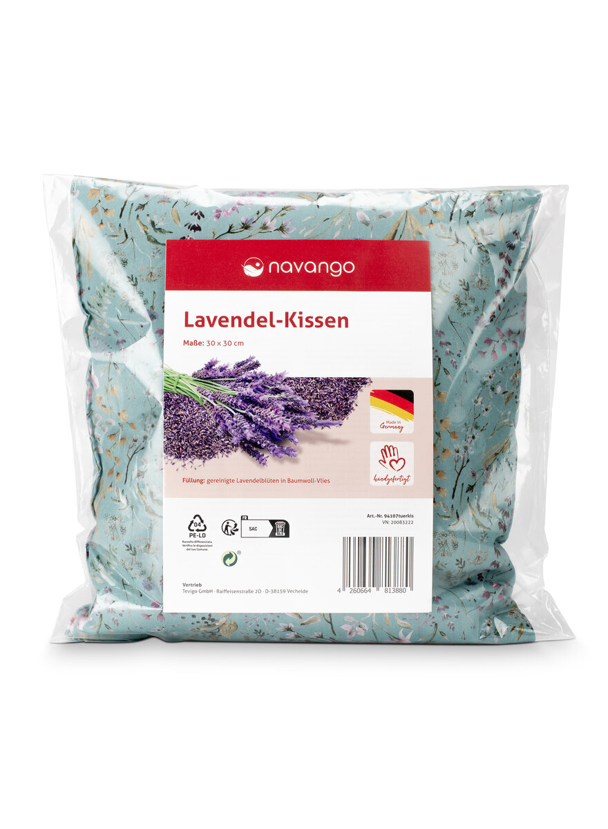Auf diesem Bild sehen Sie das Produktbild 4 f�r LAVENDEL-KISSEN BL�TENWIESE T�RKIS 30 X 30 CM