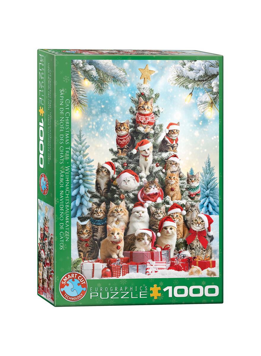 Auf diesem Bild sehen Sie das Produktbild 1 f�r PUZZLE DER KATZEN-WEIHNACHTS- BAUM 1000 TEILE