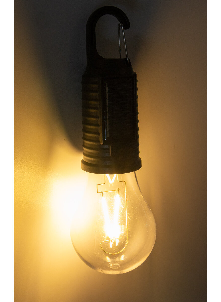 Auf diesem Bild sehen Sie das Produktbild 4 f�r LED GL�HLAMPE MIT SOLARZELLE, AKKU UND KARABINERHAKEN