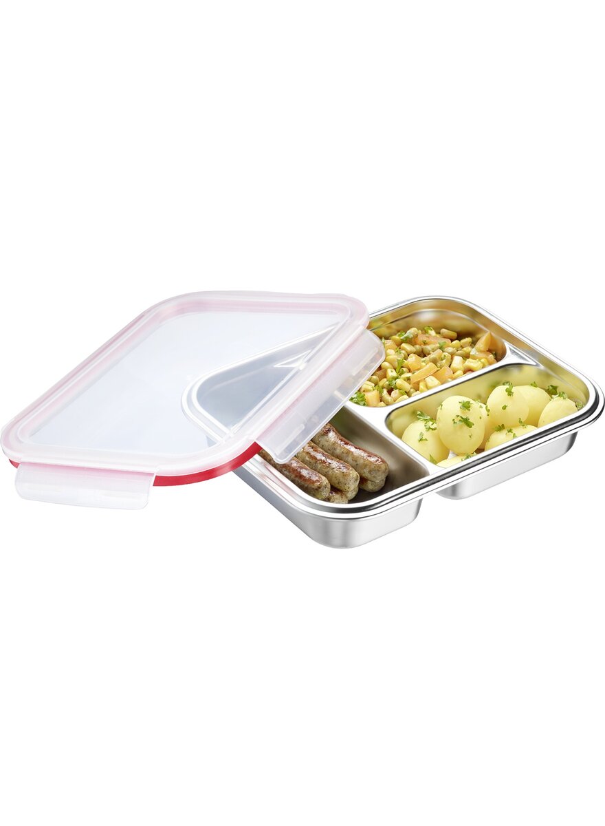 Auf diesem Bild sehen Sie das Produktbild 2 f�r FRISCHHALTEDOSE AUS EDELSTAHL MIT DREI KAMMERN