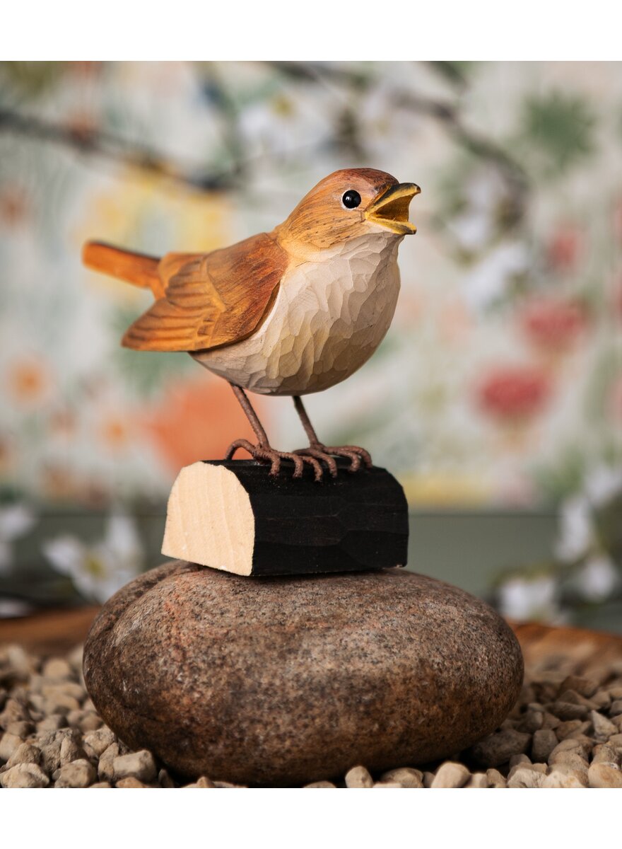 Auf diesem Bild sehen Sie das Produktbild 2 f�r DECOBIRD NACHTIGALL - HAND- GESCHNITZTER VOGEL AUS HOLZ