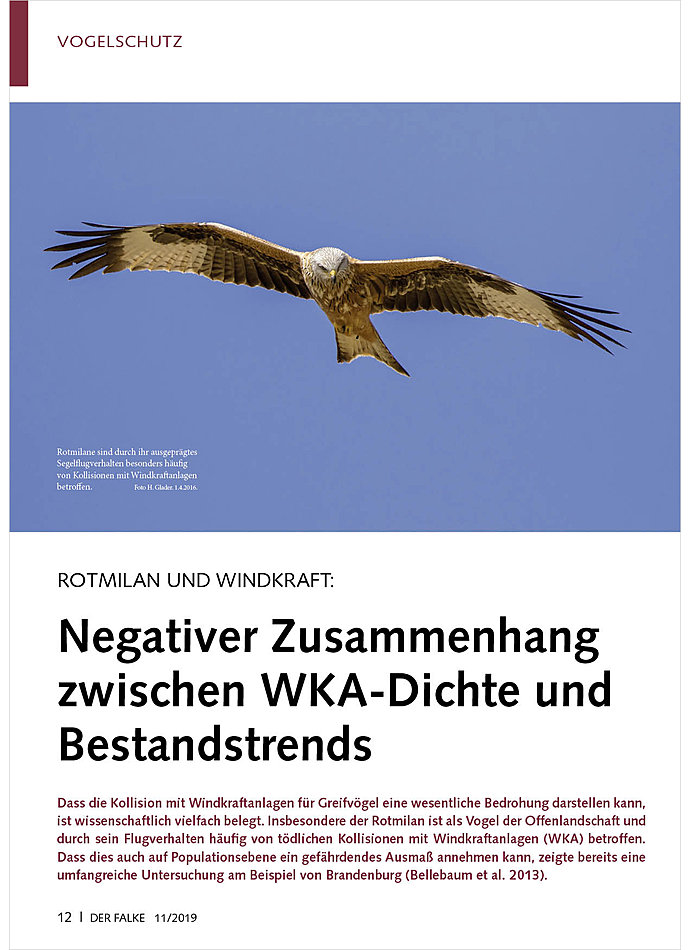 ROTMILAN UND WINDKRAFT: NEGATI VER ZUSAMMENHANG ZWISCHEN WKA- DICHTE UND BESTANDSTRENDS