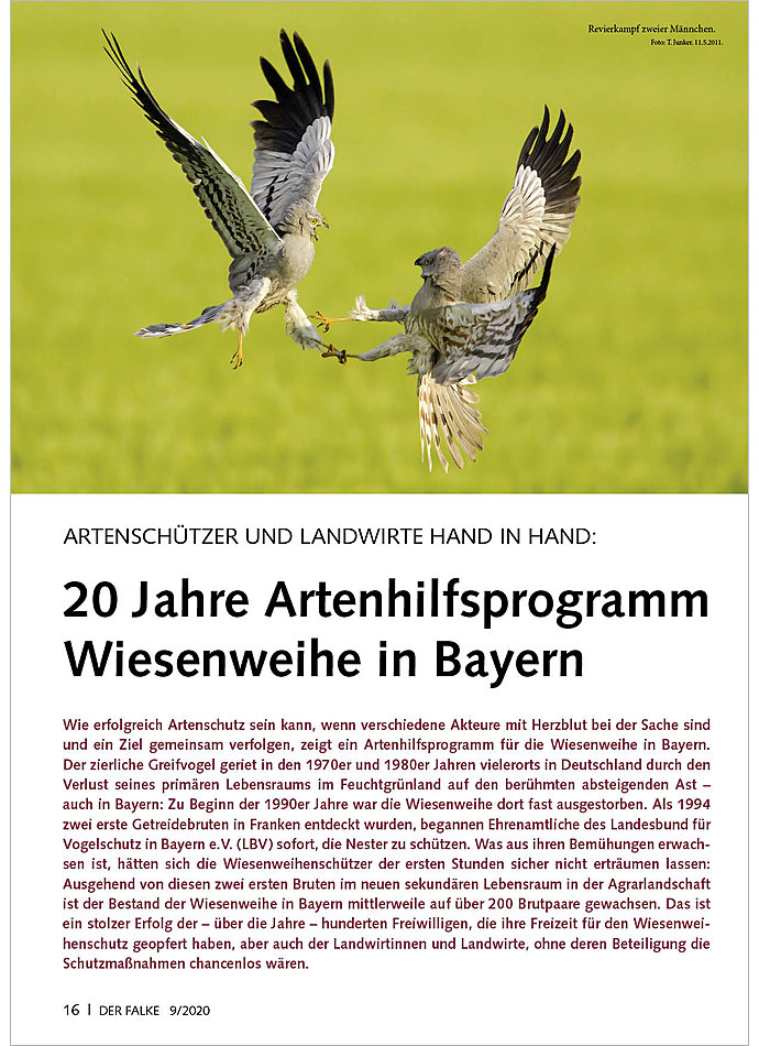 ARTENSCHTZER U LANDWIRTE HAND IN HAND: 20 JAHRE ARTENHILFS PROGRAMM WIESENWEIHE IN BAYERN