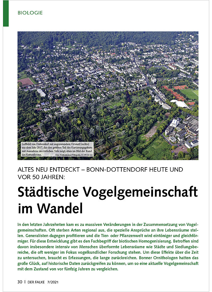 BONN-DOTTENDORF HEUTE UND VOR 50 JAHREN: STDTISCHE VOGELGE MEINSCHAFT IM WANDEL