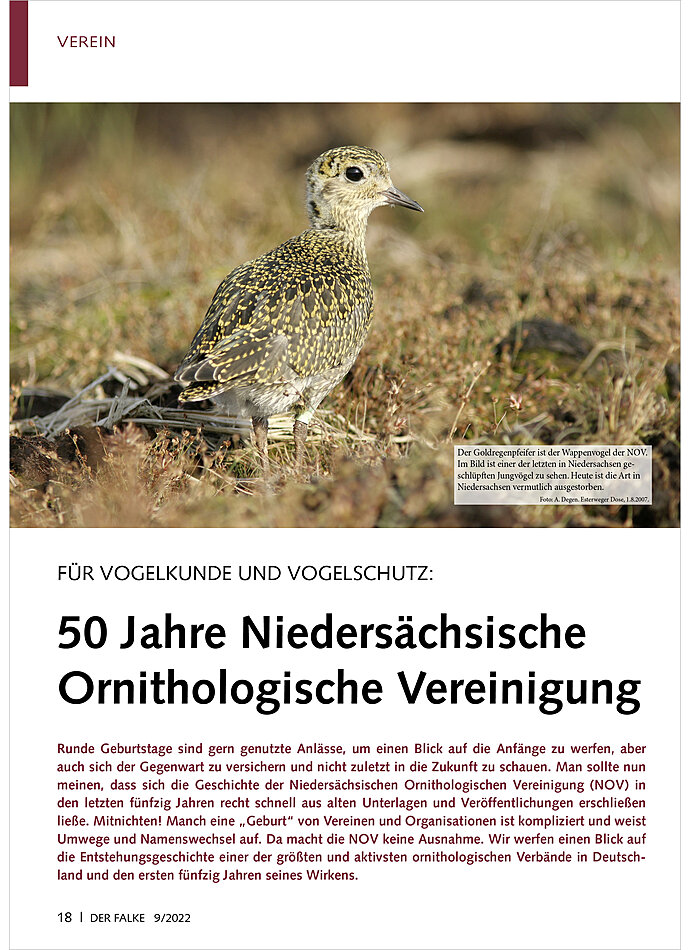 FR VOGELKUNDE UND VOGELSCHUTZ 50 JAHRE NIEDERSCHSISCHE ORNI THOLOGISCHE VEREINIGUNG
