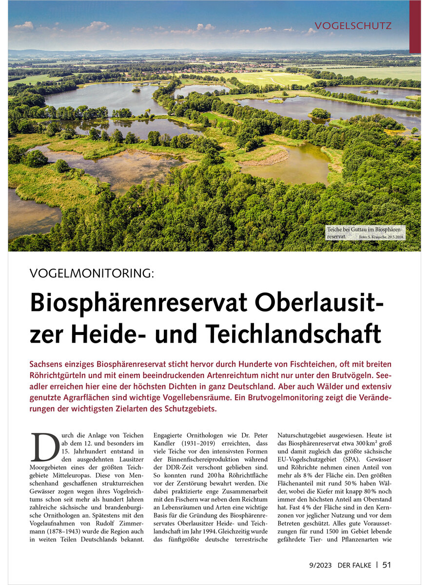 VOGELMONITORING BIOSPHRENRESE RVAT OBERLAUSITZER HEIDE- UND TEICHLANDSCHAFT