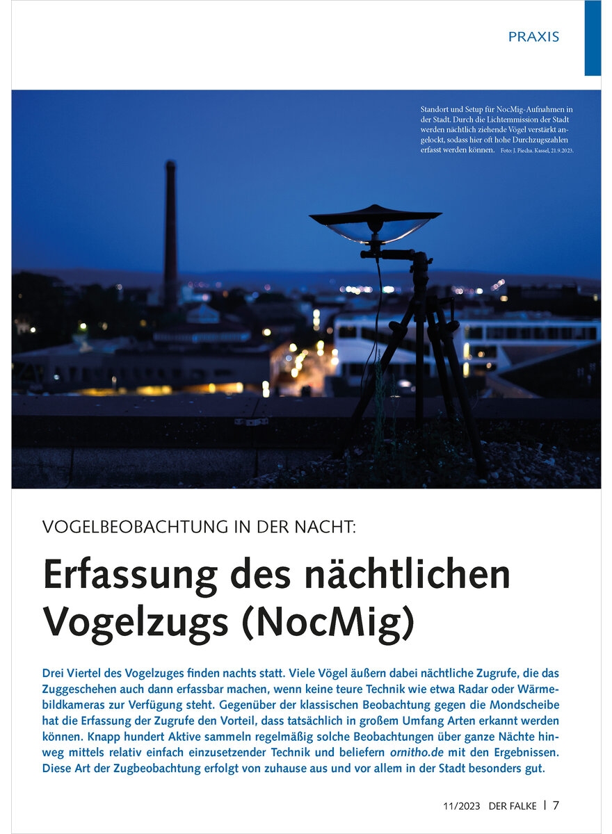 VOGELBEOBACHTUNG IN DER NACHT ERFASSUNG DES NCHTLICHEN VOGELZUGS (NOCMIG)