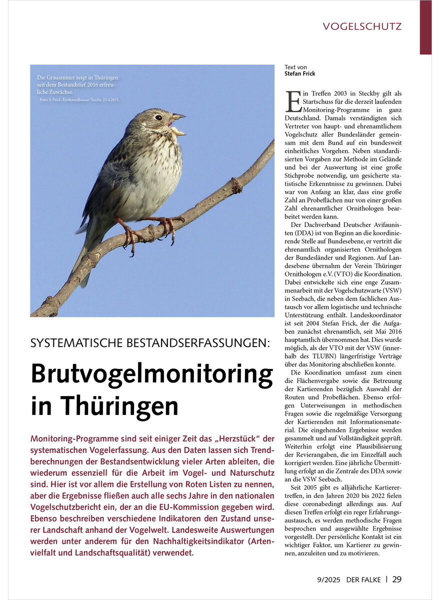 Auf diesem Bild sehen Sie das Produktbild 1 fr SYSTEMATISCHE BESTANDSERFASSUN GEN BRUTVOGELMONITORING IN THRINGEN