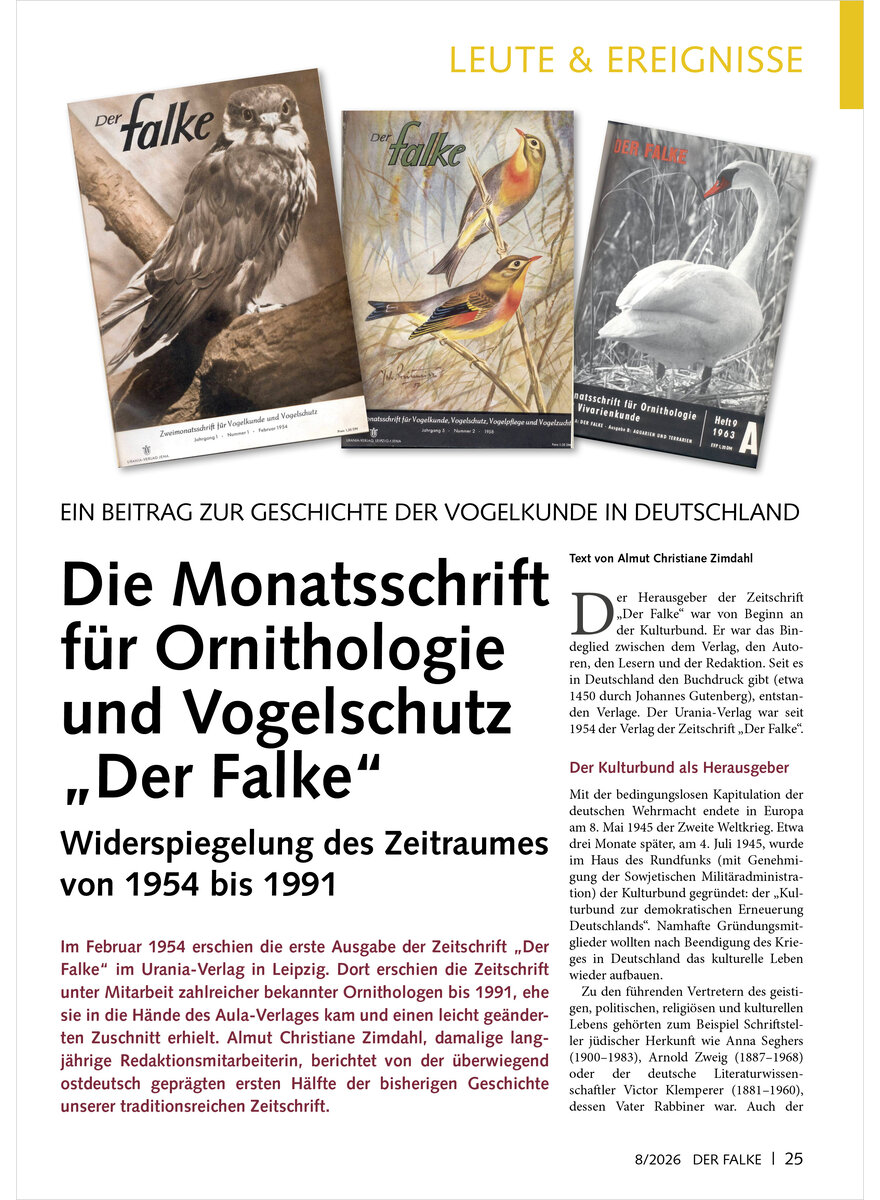 Auf diesem Bild sehen Sie das Produktbild 1 f�r DIE MONATSSCHRIFT F�R ORNITHO LOGIE UND VOGELSCHUTZ DER FALKE VON 1954 BIS 1991