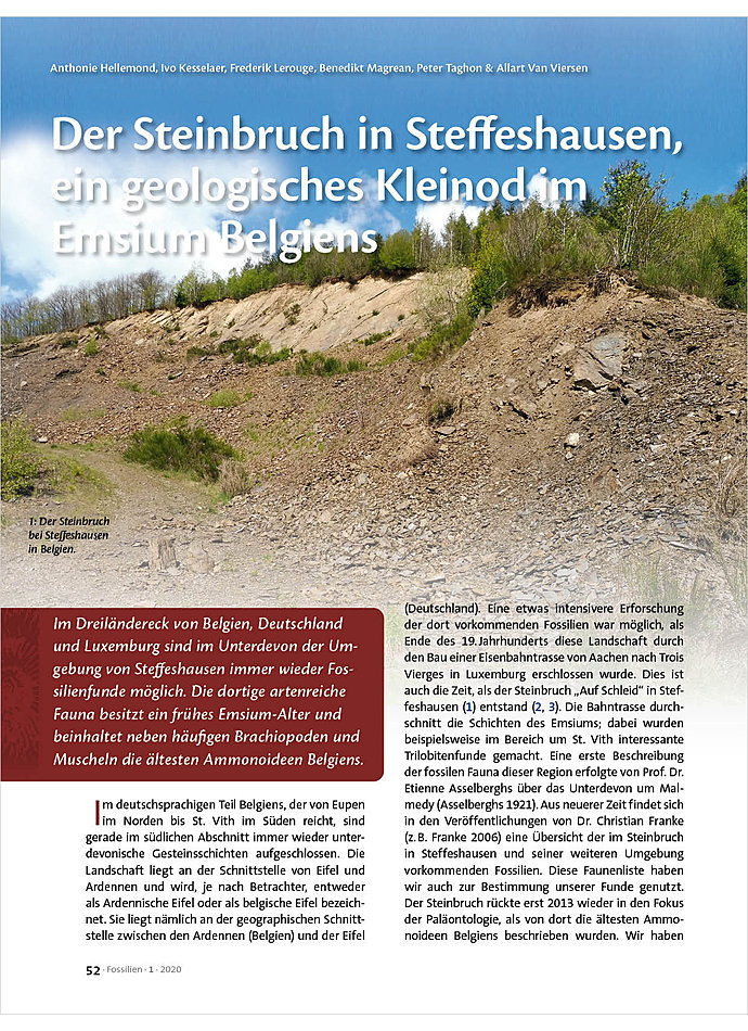 Auf diesem Bild sehen Sie das Produktbild 1 fr DER STEINBRUCH IN STEFFESHAUSE N, EIN GEOLOGISCHES KLEINOD IM EMSIUM BELGIENS