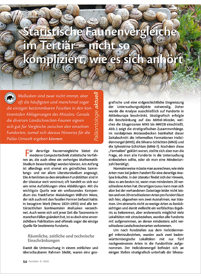 Auf diesem Bild sehen Sie das Produktbild 1 fr STATISTISCHE FAUNENVERGLEICHE IM TERTIR - NICHT SO KOMPLIZI ERT, WIE ES SICH ANHRT