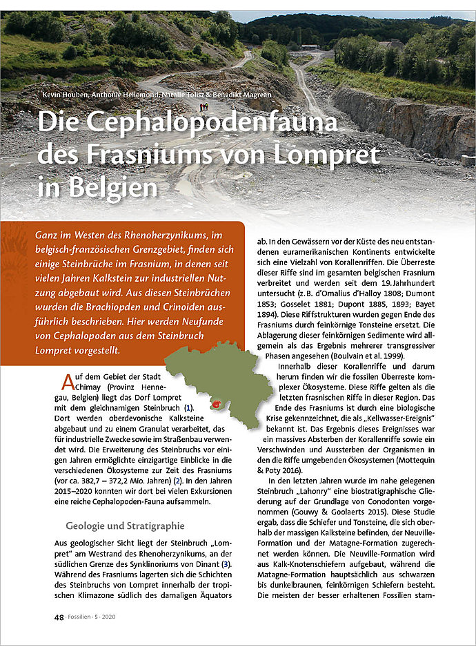 Auf diesem Bild sehen Sie das Produktbild 1 fr DIE CEPHALOPODENFAUNA DES FRASNIUMS VON LOMPRET IN BELGIEN