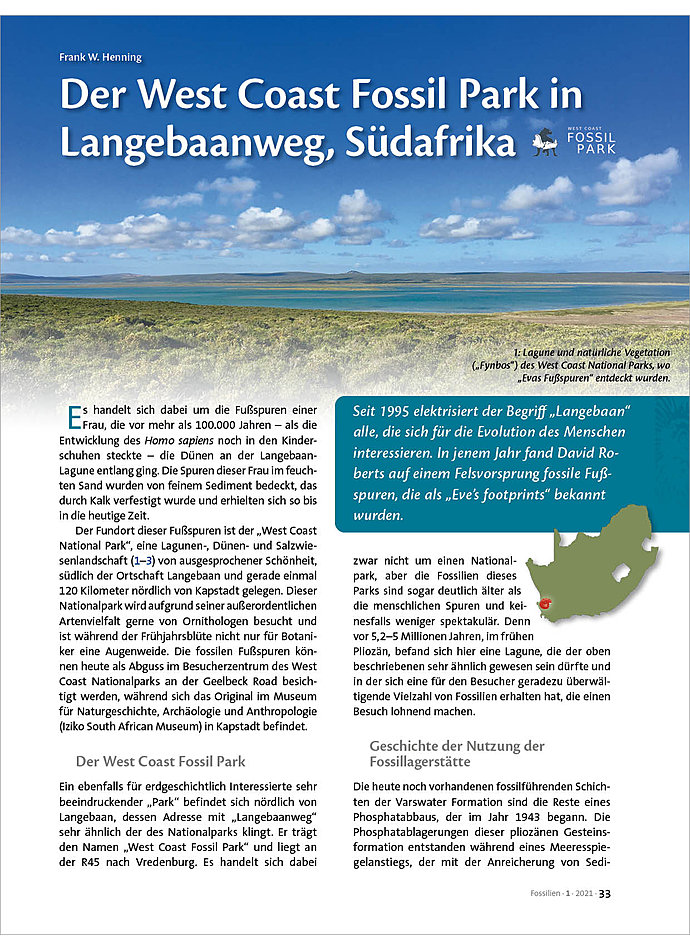 Auf diesem Bild sehen Sie das Produktbild 1 fr DER WEST COAST FOSSIL PARK IN LANGEBAANWEG, SDAFRIKA