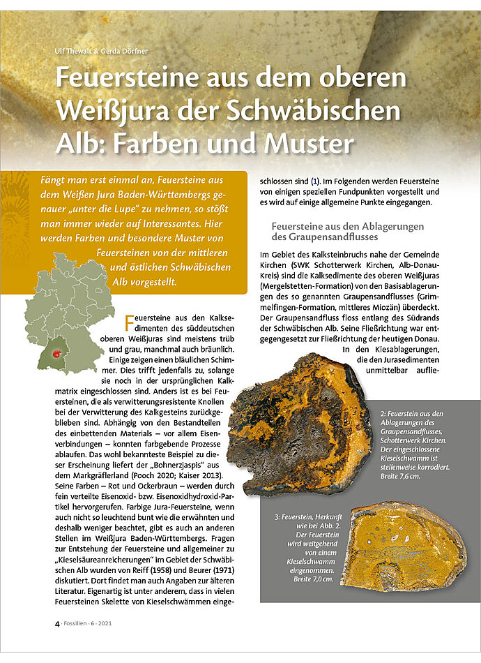 Auf diesem Bild sehen Sie das Produktbild 1 fr FEUERSTEINE AUS DEM OBEREN WEISSJURA DER SCHWBISCHEN ALB FARBEN UND MUSTER