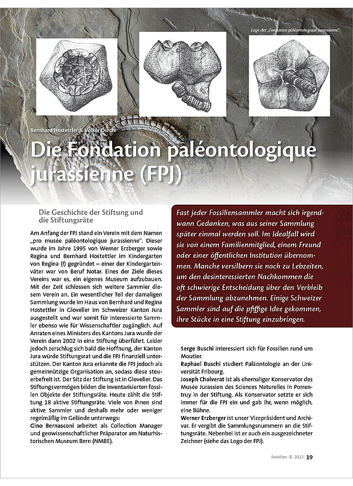 DIE FONDATION PALEONTOLOGIQUE JURASSIENNE (FPJ)