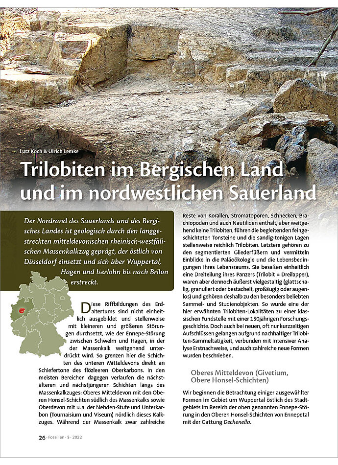 TRILOBITEN IM BERGISCHEN LAND UND IM NORDWESTLICHEN SAUERLAND