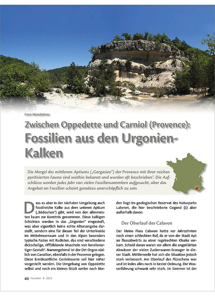 ZWISCHEN OPPEDETTE UND CARNIOL (PROVENCE): FOSSILIEN AUS DEN URGONIEN-KALKEN