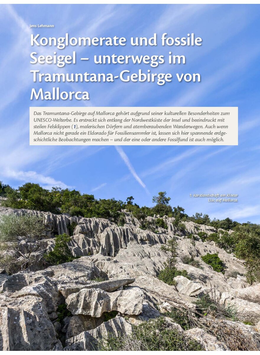 Auf diesem Bild sehen Sie das Produktbild 1 fr KONGLOMERATE UND FOSSILE SEE- IGEL-UNTERWEGS IM TRAMUNTANA- GEBIRGE VON MALLORCA