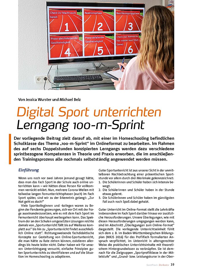 DIGITAL SPORT UNTERRICHTEN LERNGANG 100-M-SPRINT