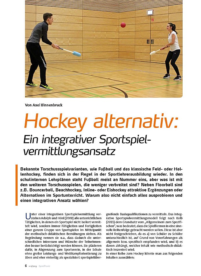 HOCKEY ALTERNATIV: EIN INTEGRATIVER SPORTSPIELVERMITTLUNGSANSATZ