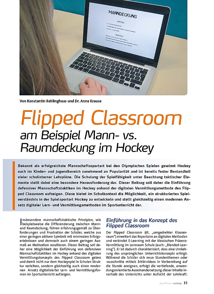 Auf diesem Bild sehen Sie das Produktbild 1 fr FLIPPED CLASSROOM AM BEISPIEL MANN- VS. RAUMDECKUNG IM HOCKEY