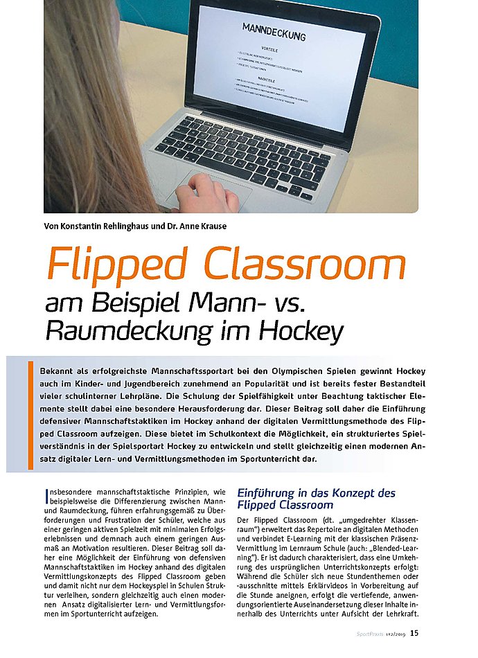 FLIPPED CLASSROOM AM BEISPIEL MANN- VS. RAUMDECKUNG IM HOCKEY