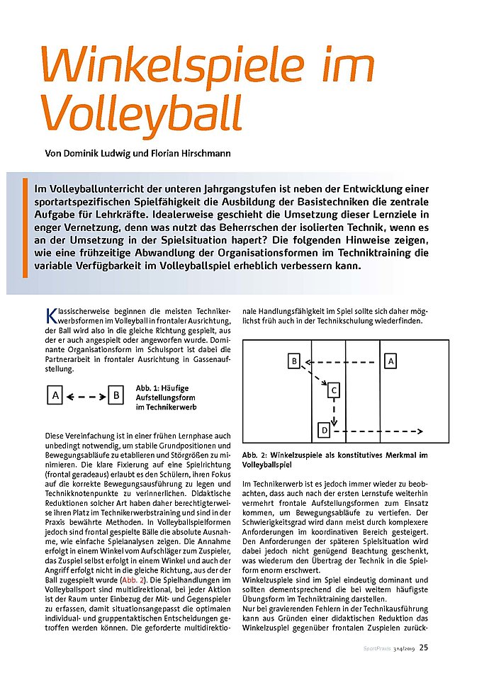 WINKELSPIELE IM VOLLEYBALL