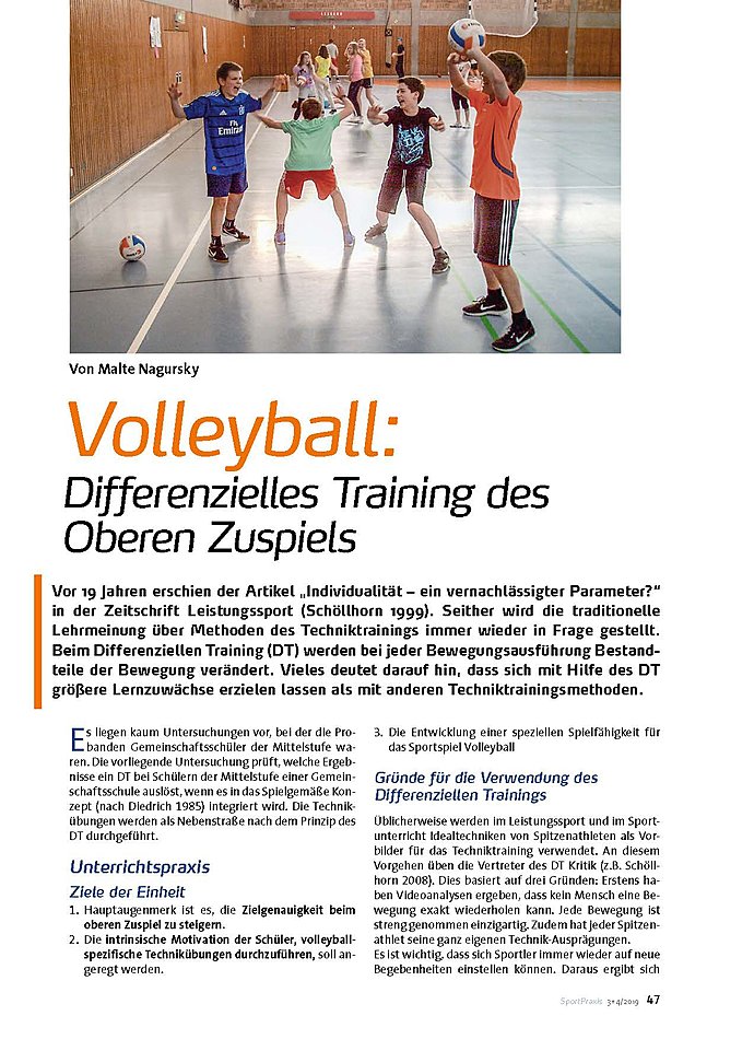 VOLLEYBALL: DIFFERENZIELLES TRAINING DES OBEREN ZUSPIELS