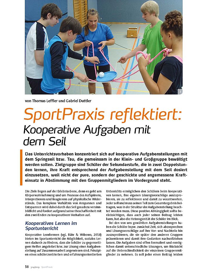 SPORTPRAXIS REFLEKTIERT: KOOPERATIVE AUFGABEN MIT DEM SEIL