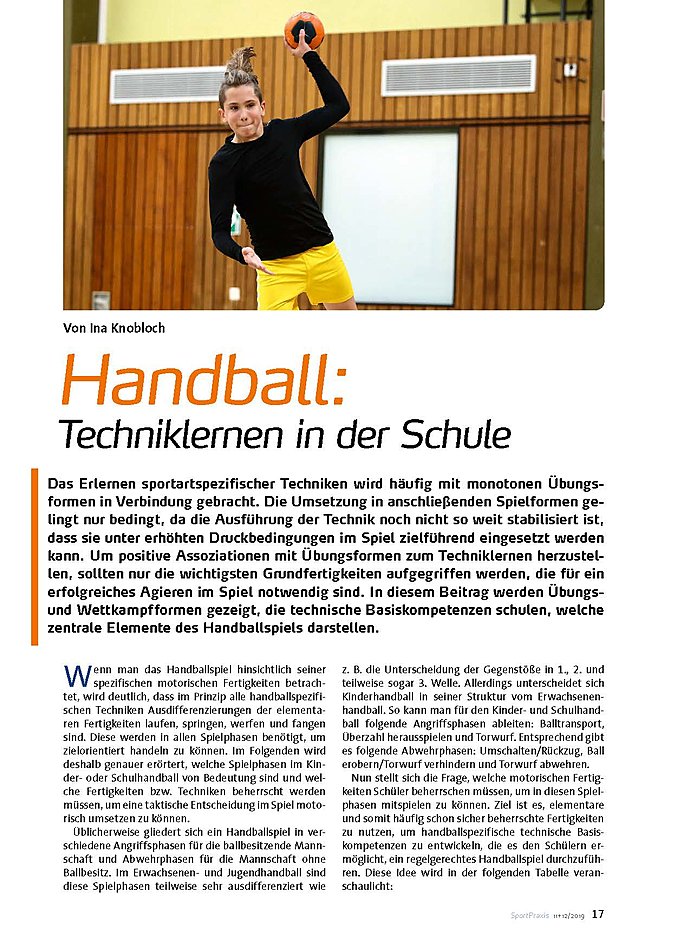 HANDBALL: TECHNIKLERNEN IN DER SCHULE