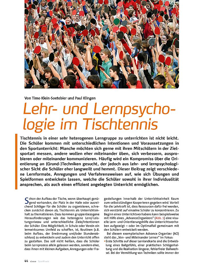 LEHR- UND LERNPSYCHOLOGIE IM TISCHTENNIS