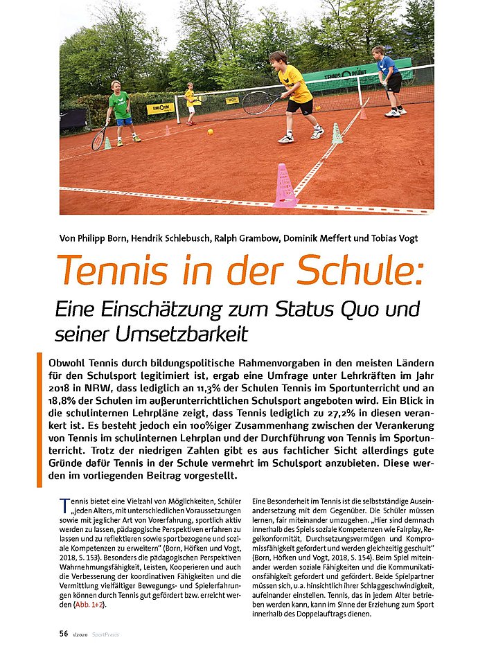 TENNIS IN DER SCHULE: EINE EINSCHTZUNG ZUM STATUS QUO