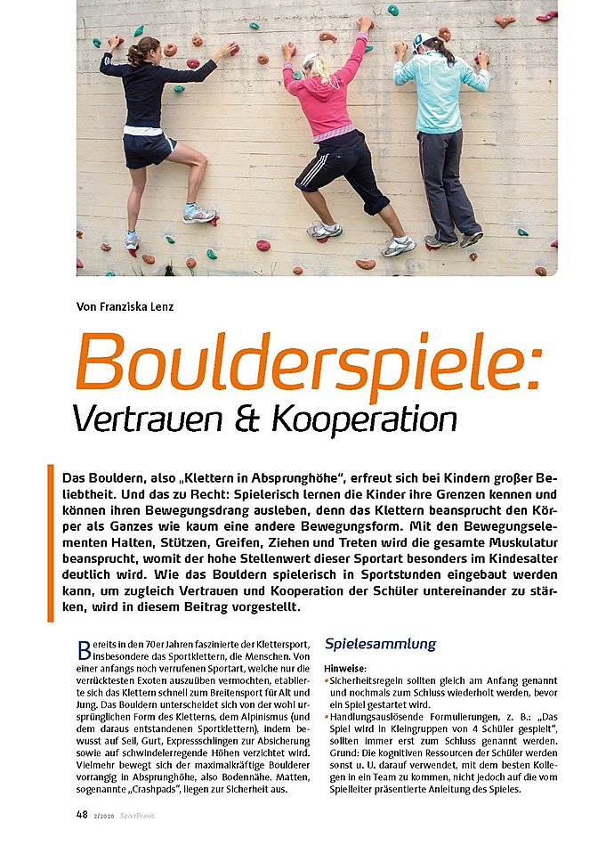 BOULDERSPIELE: VERTRAUEN & KOOPERATION