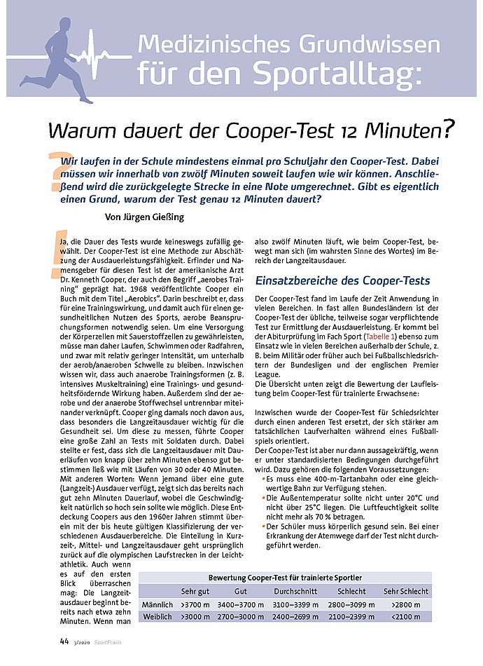 MEDIZINISCHES GRUNDWISSEN FR DEN SPORTALLTAG: WARUM DAUERT DER COOPER-TEST 12 MINUTEN?