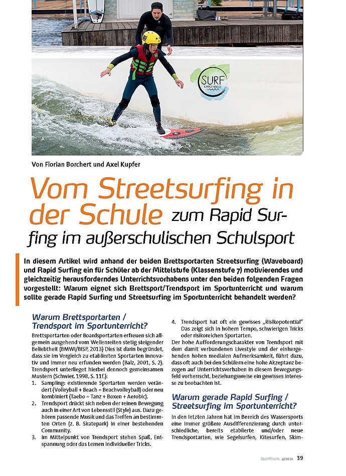 VOM STREETSURFING IN DER SCHULE ZUM RAPID SURFING IM AUERSCHULICHEN SCHULSPORT