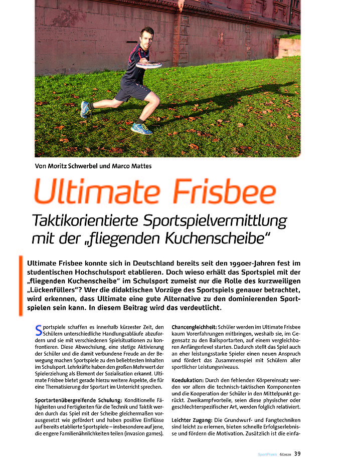 ULTIMATE FRISBEE TAKTIKORIENTIERTE SPORTSPIEL- VERMITTLUNG