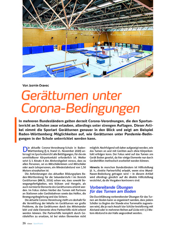 GERTTURNEN UNTER CORONA- BEDINGUNGEN