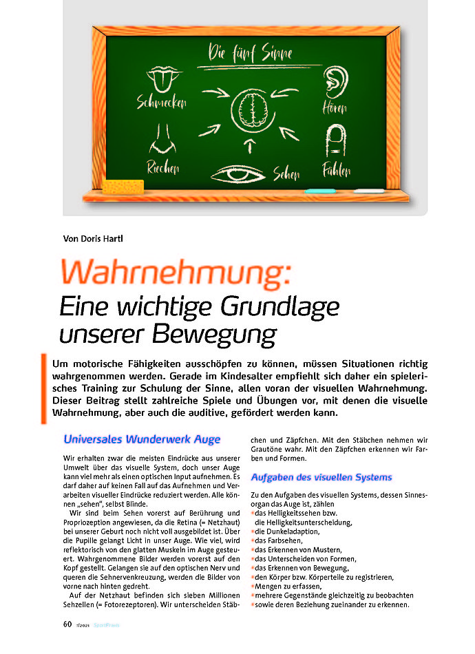 Auf diesem Bild sehen Sie das Produktbild 1 fr WAHRNEHMUNG: EINE WICHTIGE GRUNDLAGE UNSERER BEWEGUNG