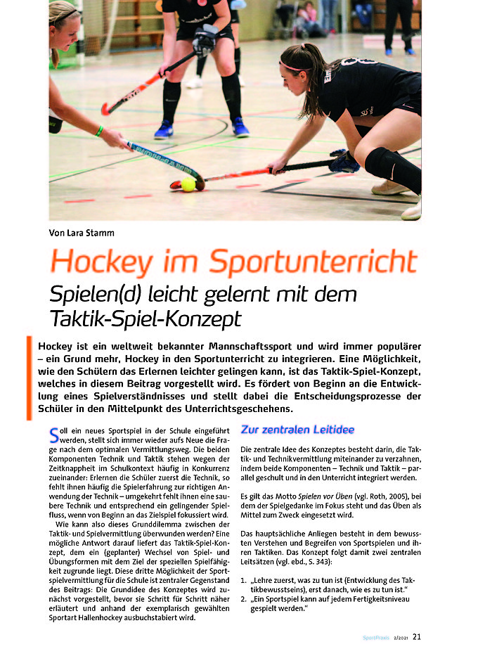 HOCKEY IM SPORTUNTERRICHT SPIELEN(D) LEICHT GELERNT MIT DEM TAKTIK-SPIEL-KONZEPT