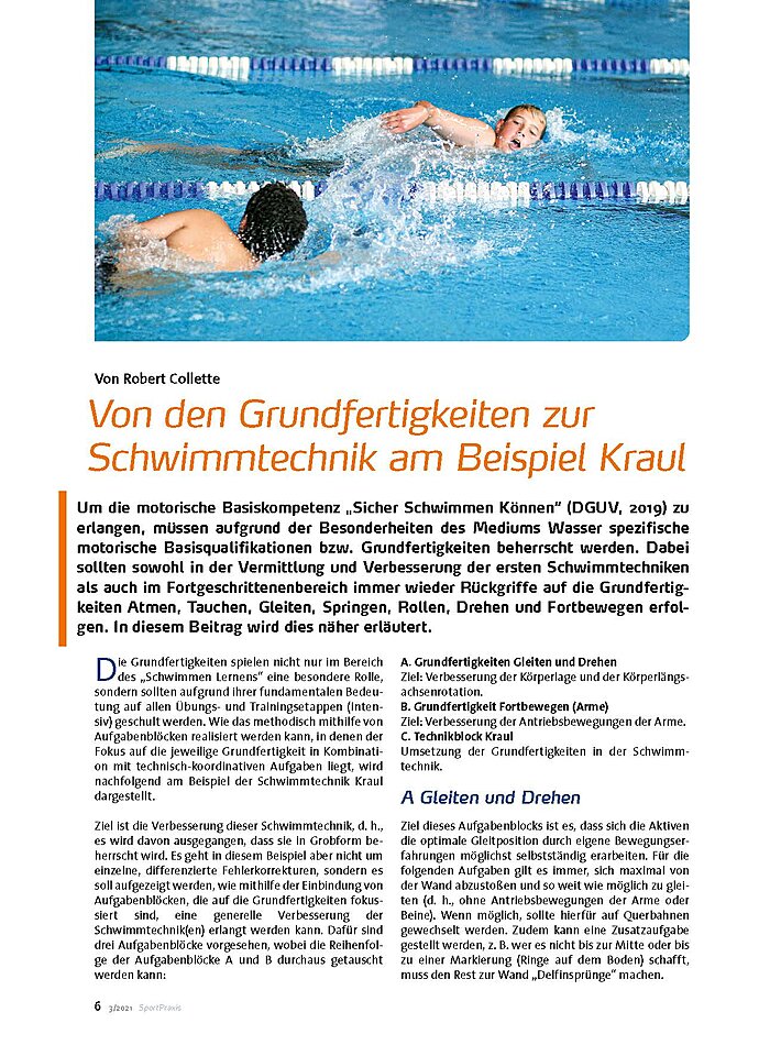 VON DEN GRUNDFERTIGKEITEN ZUR SCHWIMMTECHNIK AM BEISPIEL KRAUL