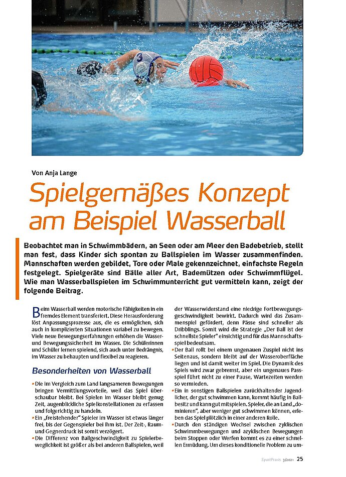 SPIELGEMSSES KONZEPT AM BEISPIEL WASSERBALL