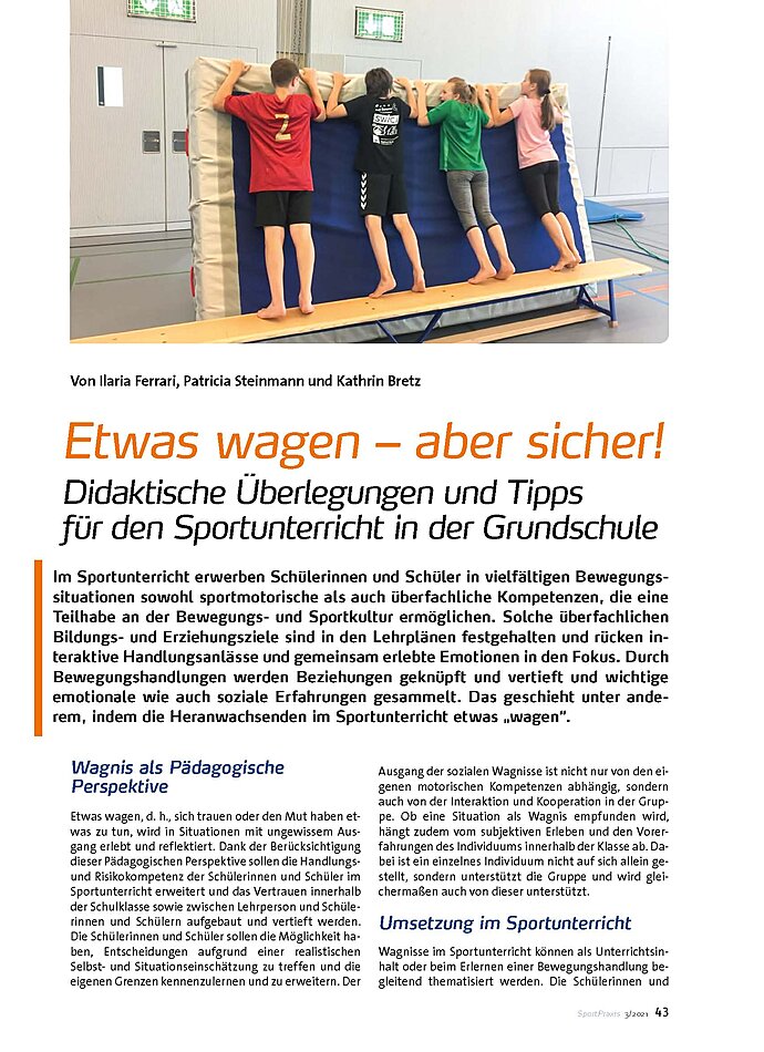 ETWAS WAGEN - ABER SICHER! DIDAKTISCHE BERLEGUNGEN UND TIPPS IN DER GRUNDSCHULE