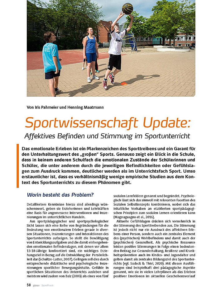 SPORTWISSENSCHAFT UPDATE AFFEKTIVES BEFINDEN UND STIMMUNG IM SPORTUNTERRICHT