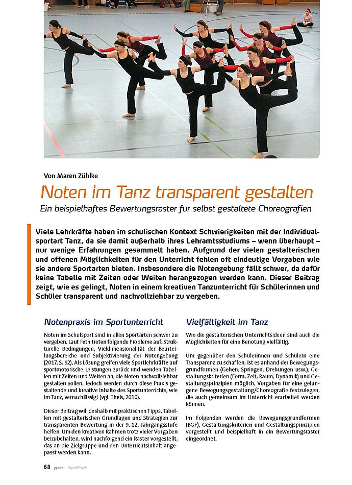 NOTEN IM TANZ TRANSPARENT GESTALTEN EIN BEWERTUNGSRASTER