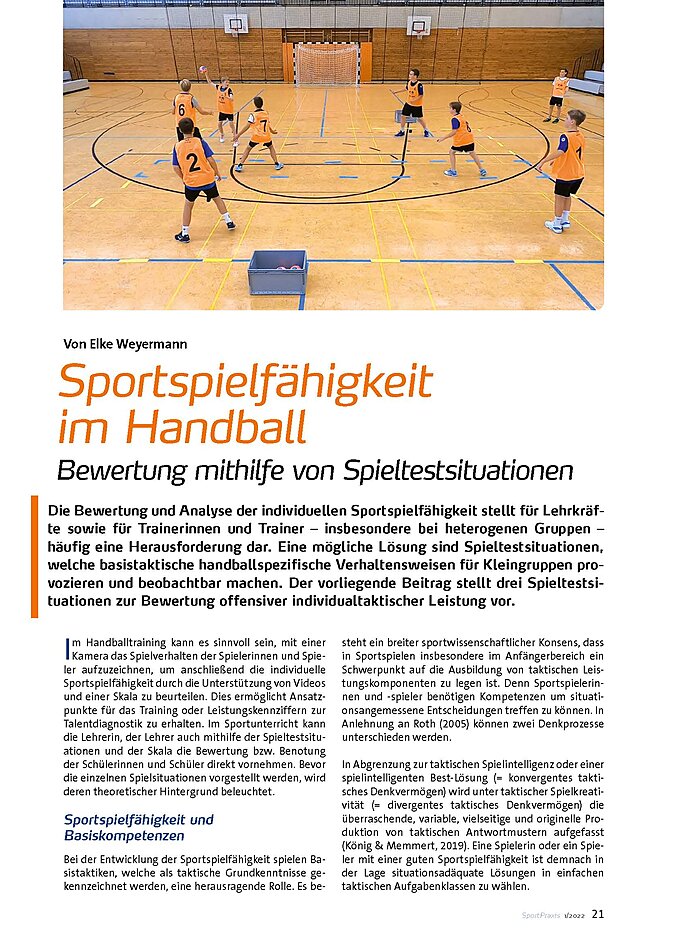 SPORTSPIELFHIGKEIT IM HANDBALL BEWERTUNG