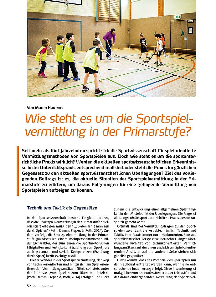 WIE STEHT ES UM DIE SPORTSPIELVERMITTLUNG IN DER PRIMARSTUFE