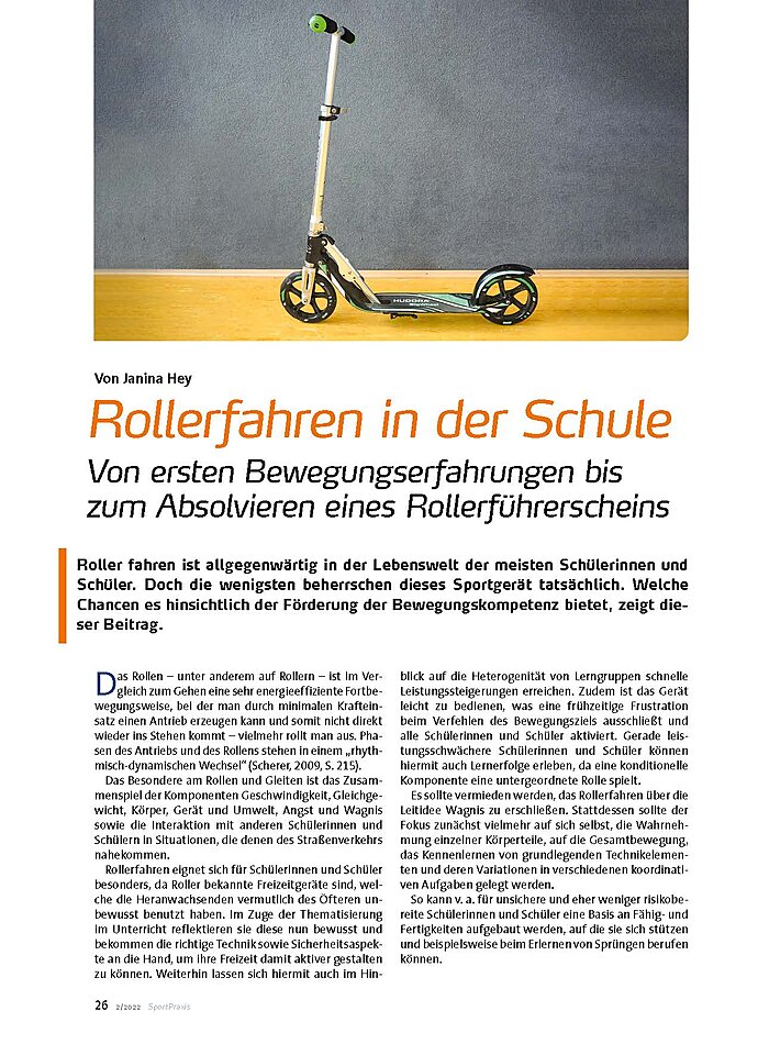 ROLLERFAHREN IN DER SCHULE ERSTE BEWEGUNGSERFAHRUNGEN BIS ZUM ROLLERFHRERSCHEIN