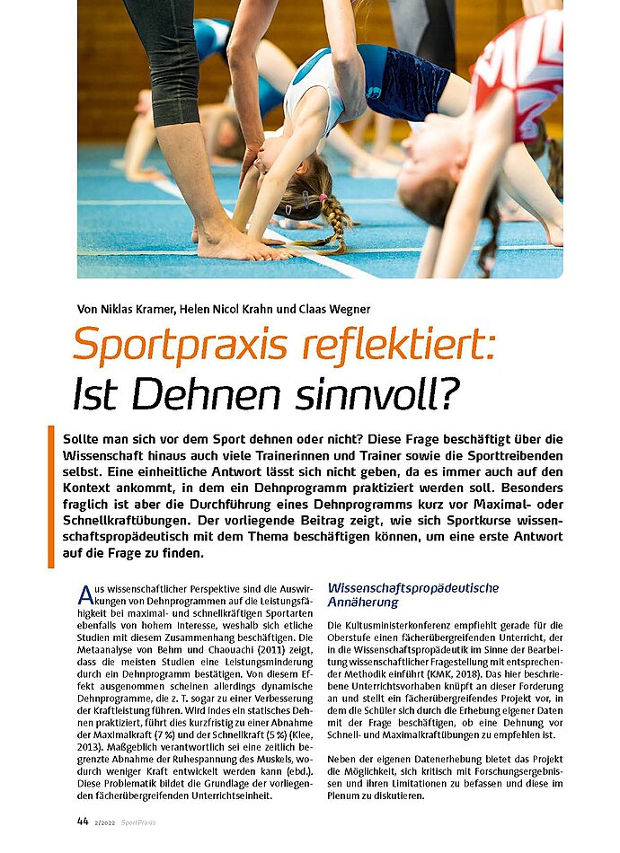 Auf diesem Bild sehen Sie das Produktbild 1 fr SPORTPRAXIS REFLEKTIERT: IST DEHNEN SINNVOLL?