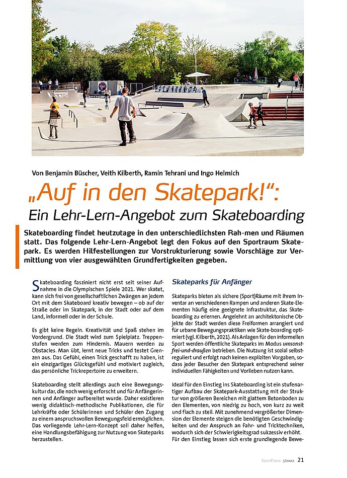 AUF IN DEN SKATEPARK! EIN LEHR-LERN-ANGEBOT ZUM SKATEBOARDING