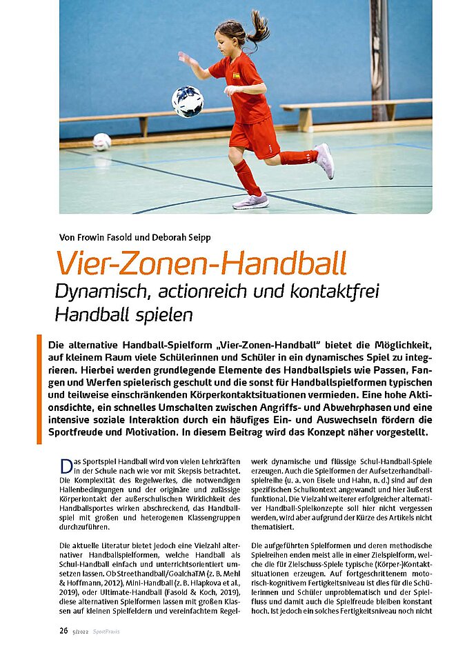 VIER-ZONEN-HANDBALL DYNAMISCH, ACTIONREICH KONTAKTFREI SPIELEN